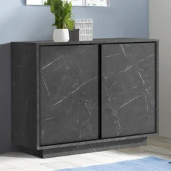Mobile contenitore 90x79cm piccolo con due ante marmorizzate in marmo scuro MCL7