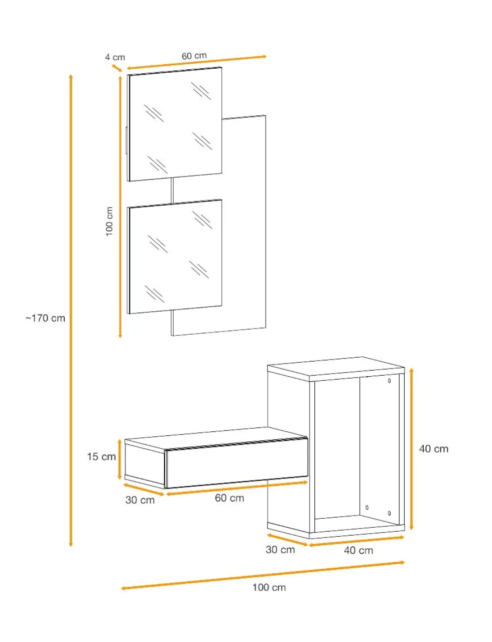 Mobile da ingresso sospeso rovere e bianco IP1