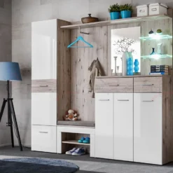 Mobile d'ingresso moderno bianco e quercia IP15