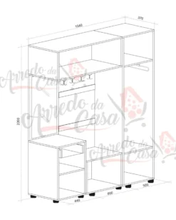 Mobile d’ingresso rovere dorato e bianco lucido IU30