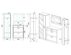 Mobile guardaroba per ingresso con specchio II4047