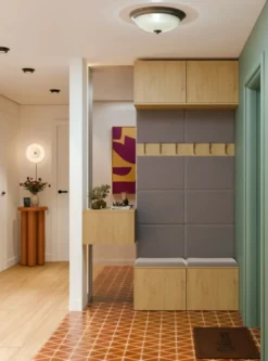 Mobile ingresso appendiabiti 100x238 con panca rovere e grigio MIT14