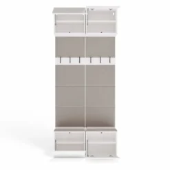 Mobile ingresso appendiabiti 100x238 con panca bianco e beige cashmere MIT14