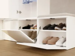 Mobile ingresso appendiabiti 100x238 con panca bianco e beige cashmere MIT14