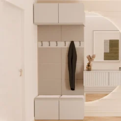 Mobile ingresso appendiabiti 100x238 con panca beige cashmere MIT14