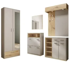 Mobile ingresso componibile grigio e rovere II15