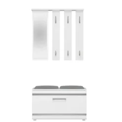 Mobile ingresso con appendiabiti e scarpiera bianco e grigio MIT2