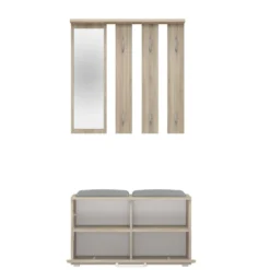 Mobile ingresso con appendiabiti e scarpiera rovere chiaro e grigio MIT2
