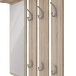 Mobile ingresso con appendiabiti e scarpiera rovere chiaro e grigio MIT2