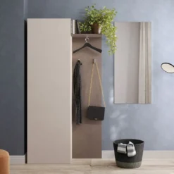 Mobile ingresso con attaccapanni 160x186 cm bronzo e beige IL17