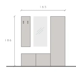 Mobile ingresso con colonna larga 165x186 cm grigio chiaro e rovere IL18