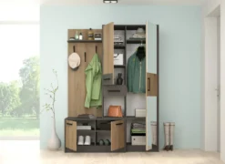 Mobile ingresso con scarpiera e specchio rovere dogato/antracite IG17