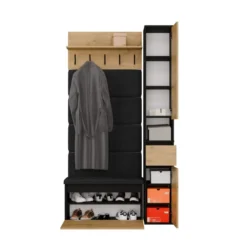 Mobile ingresso con scarpiera 110x202,5 cm rovere e nero MIT21