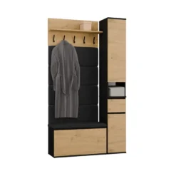 Mobile ingresso con scarpiera 110x202,5 cm rovere e nero MIT21