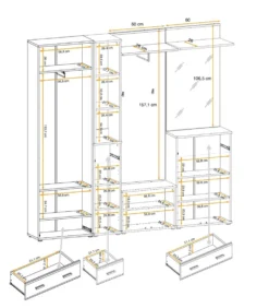 Mobile ingresso con specchio quercia sonoma IP20