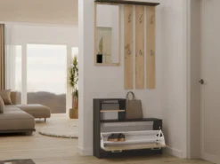 Mobile ingresso con specchio 85x180 cm rovere e antracite MIT1