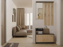 Mobile ingresso con specchio 85x180 cm rovere e antracite MIT1