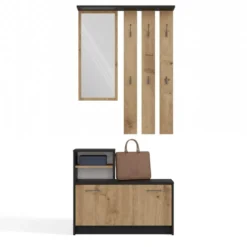 Mobile ingresso con specchio 85x180 cm rovere e antracite MIT1