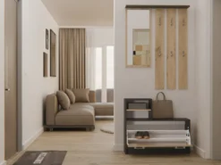 Mobile ingresso con specchio 85x180 cm rovere e antracite MIT1