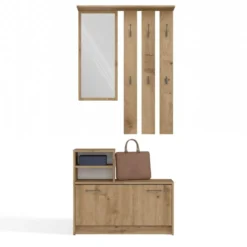 Mobile ingresso con specchio 85x180 cm rovere MIT1