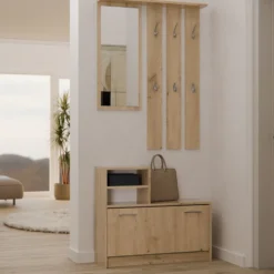 Mobile ingresso con specchio 85x180 cm rovere MIT1