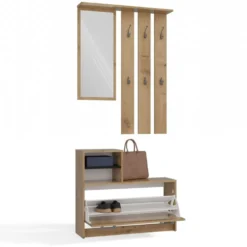 Mobile ingresso con specchio 85x180 cm rovere MIT1