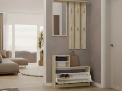 Mobile ingresso con specchio 85x180 cm rovere chiaro MIT1