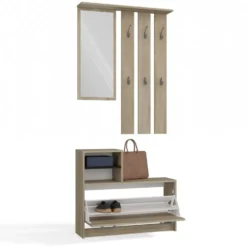 Mobile ingresso con specchio 85x180 cm rovere chiaro MIT1