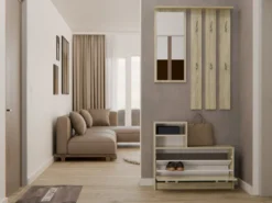 Mobile ingresso con specchio 85x180 cm rovere chiaro MIT1