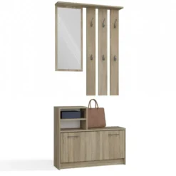 Mobile ingresso con specchio 85x180 cm rovere chiaro MIT1