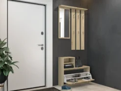 Mobile ingresso con specchio 85x180 cm rovere chiaro MIT1