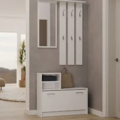 Mobile ingresso con specchio 85x180 cm bianco MIT1