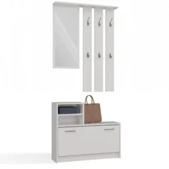 Mobile ingresso con specchio 85x180 cm bianco MIT1