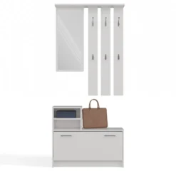 Mobile ingresso con specchio 85x180 cm bianco MIT1