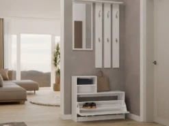 Mobile ingresso con specchio 85x180 cm bianco MIT1