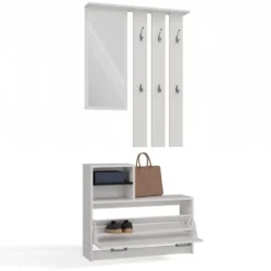 Mobile ingresso con specchio 85x180 cm bianco MIT1