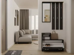 Mobile ingresso con specchio 85x180 cm nero MIT1