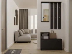 Mobile ingresso con specchio 85x180 cm nero MIT1
