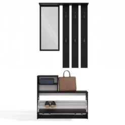 Mobile ingresso con specchio 85x180 cm nero MIT1