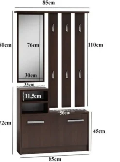 Mobile ingresso con specchio 85x180 cm nero MIT1