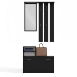 Mobile ingresso con specchio 85x180 cm nero MIT1