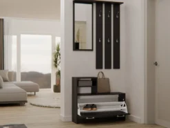 Mobile ingresso con specchio 85x180 cm nero MIT1
