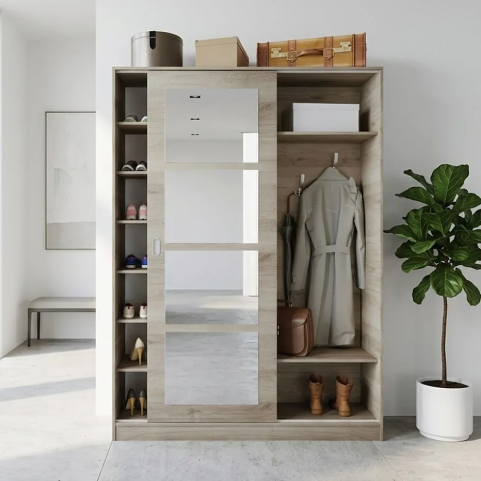 Mobile ingresso con specchio in rovere chiaro II2