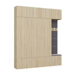 Mobile ingresso guardaroba 200x238 con panca rovere chiaro e grigio MIT13
