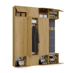 Mobile ingresso guardaroba 200x238 con panca rovere e grigio MIT13