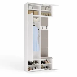 Mobile ingresso guardarobe 100x238 con appendiabiti bianco e beige cashmere MIT15