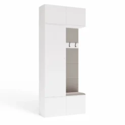 Mobile ingresso guardarobe 100x238 con appendiabiti bianco e beige cashmere MIT15
