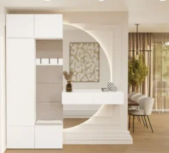 Mobile ingresso guardarobe 100x238 con appendiabiti bianco e beige cashmere MIT15