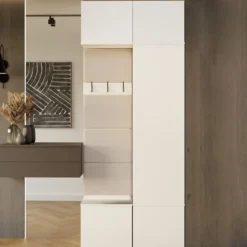 Mobile ingresso guardarobe 100x238 con appendiabiti bianco e beige cashmere MIT15