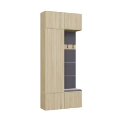 Mobile ingresso guardarobe 100x238 con appendiabiti rovere chiaro e grigio MIT15